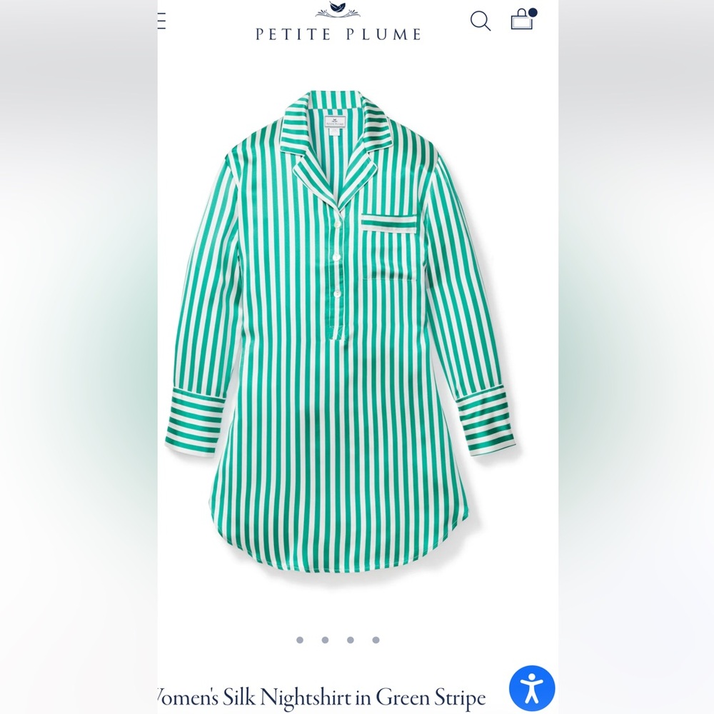 Petite Plume M Tailored nightshirt 100 percent mulberry silk